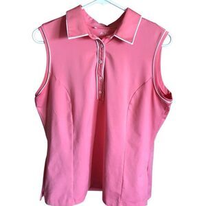 Adidas coral orange clima cool athletic polo golf top size Large